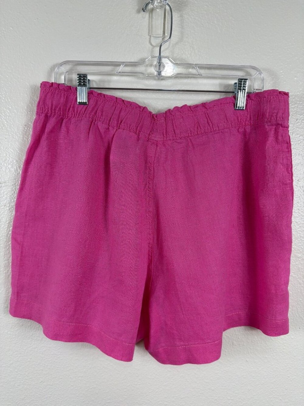 H&M Linen Shorts Pink Elastic Waist High Rise Summer NWOT Size L - Picture 3 of 13